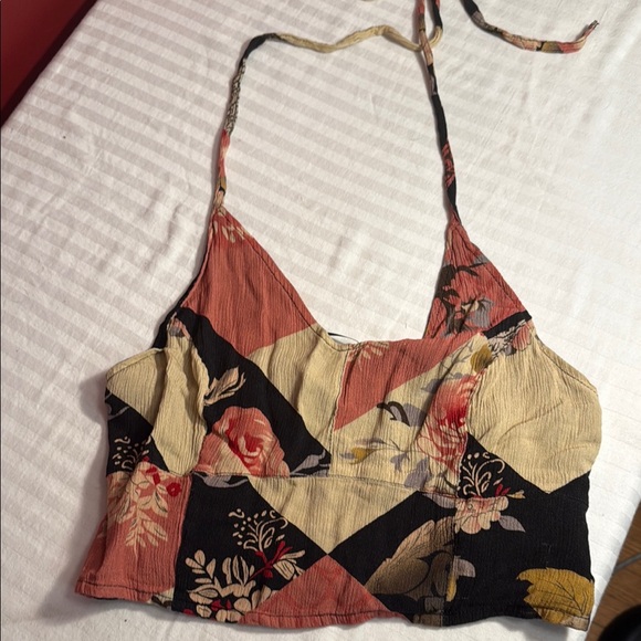 Free People Tops - Free People Pink and Cream Floral Halter